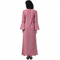 Casual A-line abaya with bell sleeves- Puce Pink
